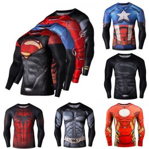 Everything you need Fitness Super Hero Marvel T-shirt Long Sleeve Compression Sport 3D Men Fitness Cycling