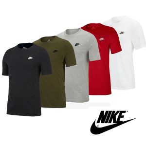 Nike Mens T Shirt Classic Cotton Club Top Black White Red Grey Size S M L XL