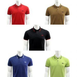 NWT Hugo Boss Short sleeve Men Collar Neck Tee T-Shirt 100% Cotton S M L XL XXL